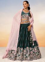 Sattin Green Party Wear Sequins Work Lehenga Choli